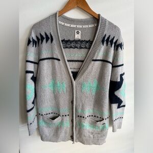 Roxy Gray and Mint Aztec Cardigan • Women’s small